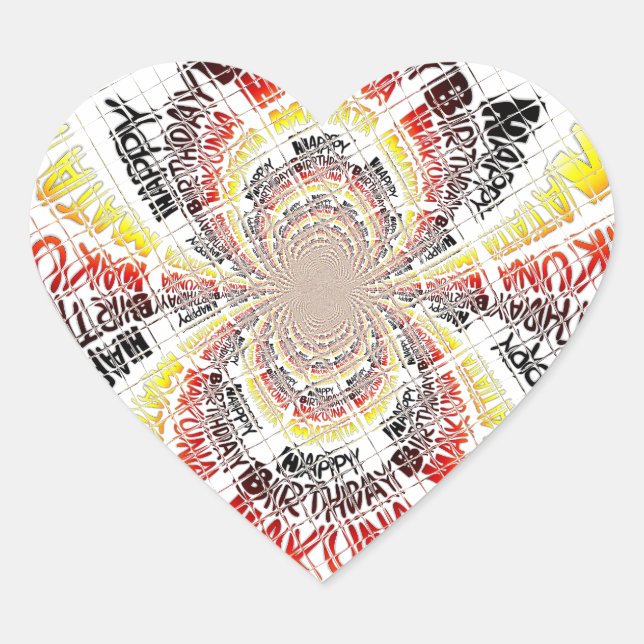 Birthday Kaleidoscope Art Print Heart Sticker (Front)