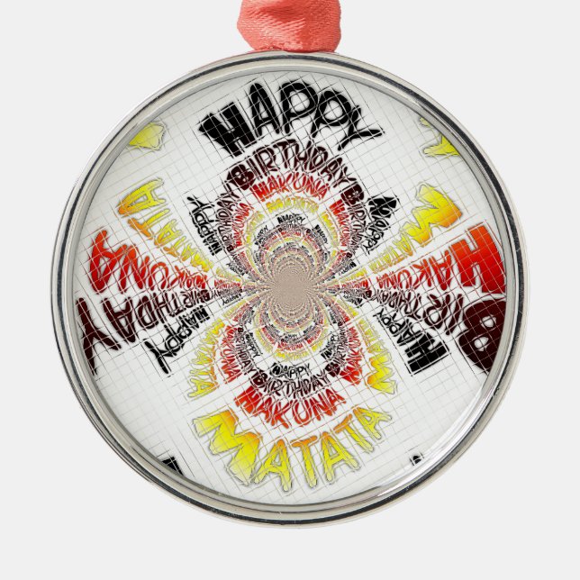 Birthday Kaleidoscope Art Print Metal Tree Decoration (Front)