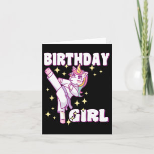 Birthday Karate Unicorn Girl  Card