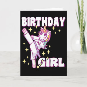 Birthday Karate Unicorn Girl  Card