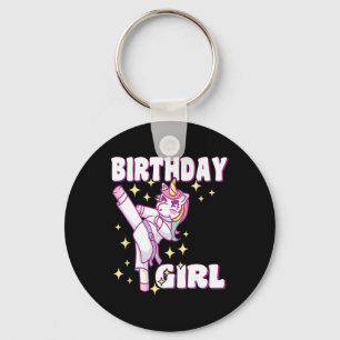 Birthday Karate Unicorn Girl  Key Ring