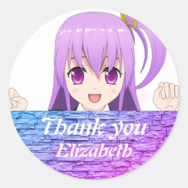 Birthday kawaii anime japanese style thank you classic round sticker (Front)