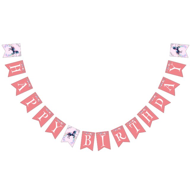 Birthday kawaii rainbow unicorn galaxy party bunting  (All)