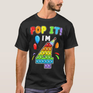 Birthday Kids Pop It I am 4 years old 4th Birthday T-Shirt