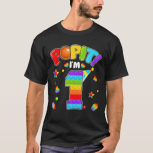 Birthday Kids Pop It I'm 1 Year Old 1St Birthday F T-Shirt