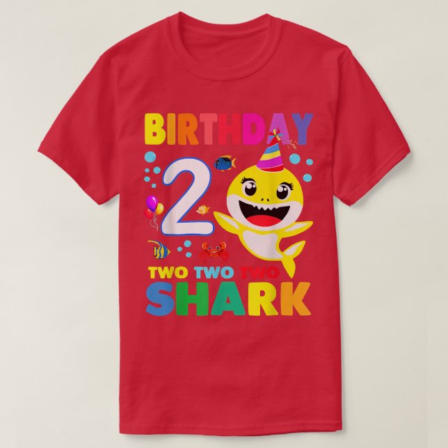 Birthday Kids Shark2nd Two 2 Year Old Matching Fam T-Shirt (Design Front)