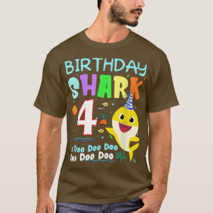 Birthday Kids Shark4th Four 4 Year Old Family T-Shirt