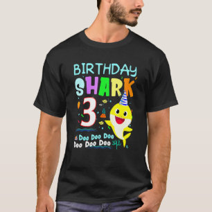 Birthday Kids Shark 3 Years Old 3rd Family T-Shirt