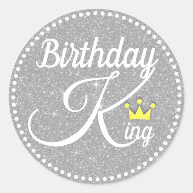 Birthday King Classic Round Sticker (Front)