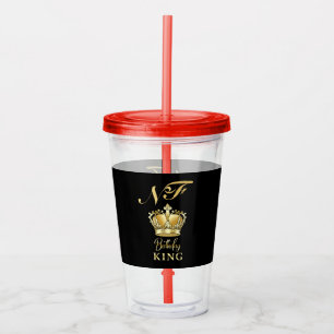 Birthday King Gold Crown Royal Monogram Luxury Acrylic Tumbler