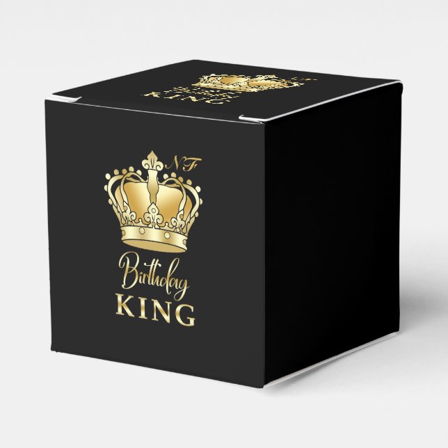 Birthday King Gold Crown Royal Monogram Luxury Favour Box (Front Side)