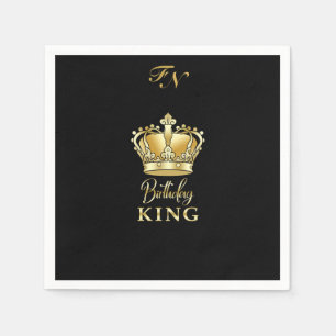 Birthday King Gold Crown Royal Monogram Luxury Napkin
