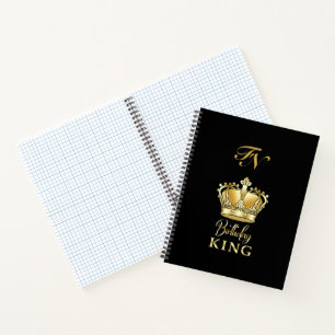 Birthday King Gold Crown Royal Monogram Luxury Notebook