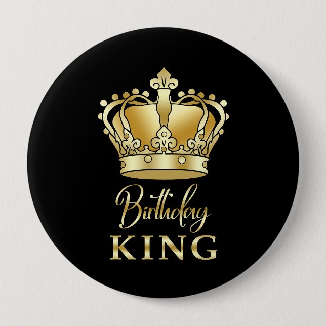 Birthday King Gold Crown Royal Queen Funny 10 Cm Round Badge (Front)
