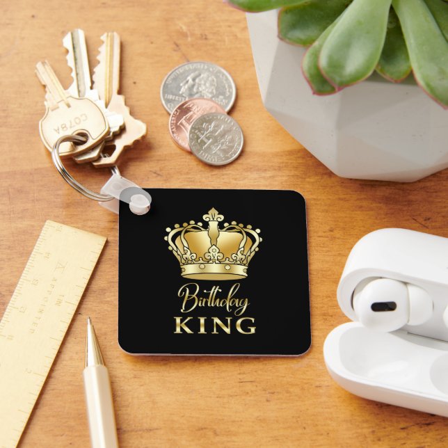 Birthday King Gold Crown Royal Queen Funny Key Ring (Desk)