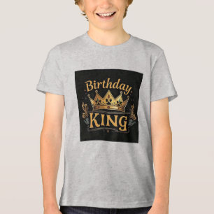 Birthday King Golden Crown Boy's Tri-Blend Shirt