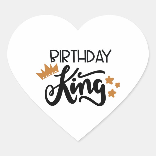 birthday king heart sticker (Front)
