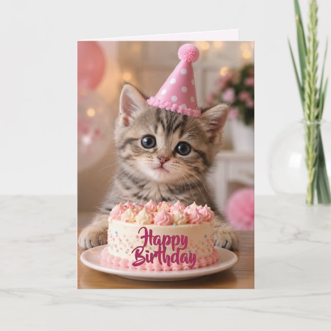 Birthday Kitten Birthday Card (Front)