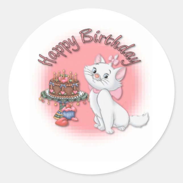 Birthday Kitten Classic Round Sticker (Front)