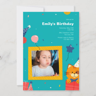 Birthday Kitty Frame Photo Invitation