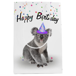 Birthday Koala Bear and Star Confetti   Medium Gift Bag
