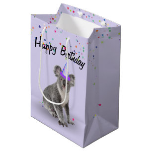 Birthday Koala Bear and Star Confetti    Medium Gift Bag