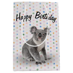 Birthday Koala Bear with Glasses  Medium Gift Bag