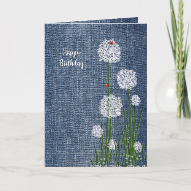 Birthday Lady Bugs on Flower Card (Front)