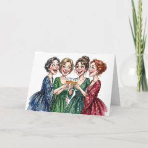 Birthday Lady Friends Toasting With Wine Glasses Card