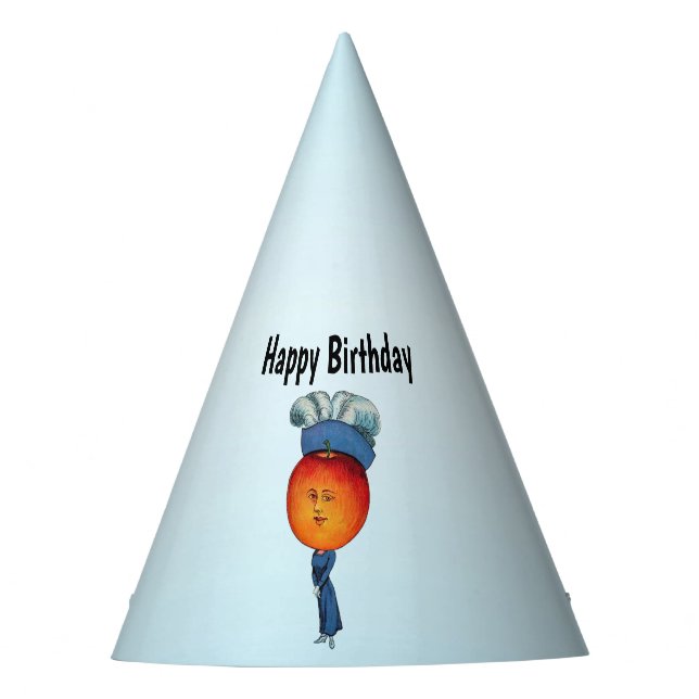 Birthday Lady with Red Apple Head Blue Dress Hat (Front)