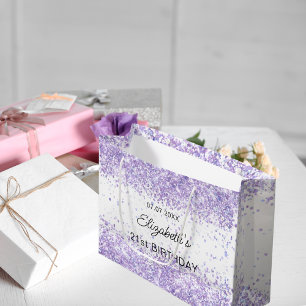 Birthday lavender confetti name large gift bag