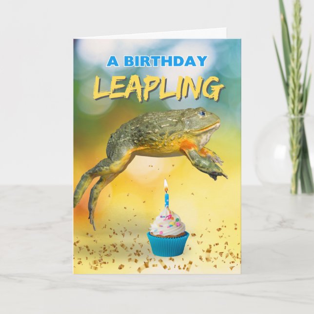 Birthday Leapling Leap Year Frog Card (Front)