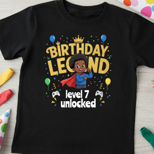 Birthday Legend Level 7 Unlocked Gamer 7th T-Shirt