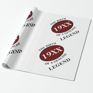 Birthday Legend Year Humour Father Red Black Bold Wrapping Paper
