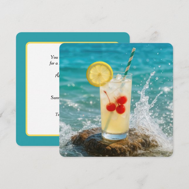 Birthday Lemonade Drink On a Beach Rock Invitation (Front/Back)