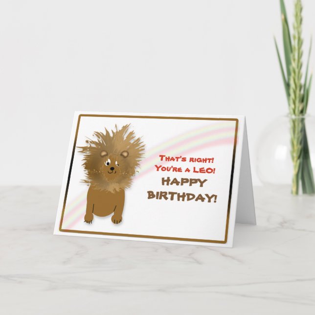 BIRTHDAY - LEO - LION - HUMOR CARD (Front)
