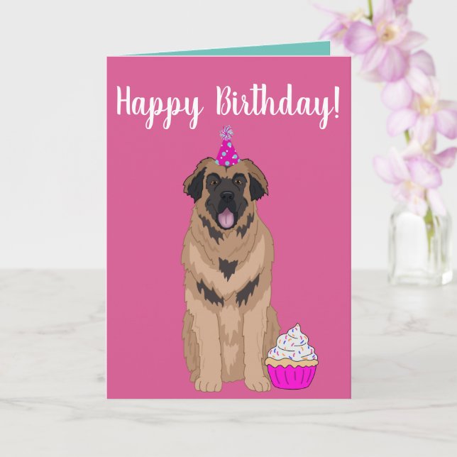 Birthday Leonberger Card (Orchid)