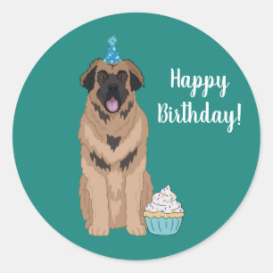 Birthday Leonberger  Classic Round Sticker