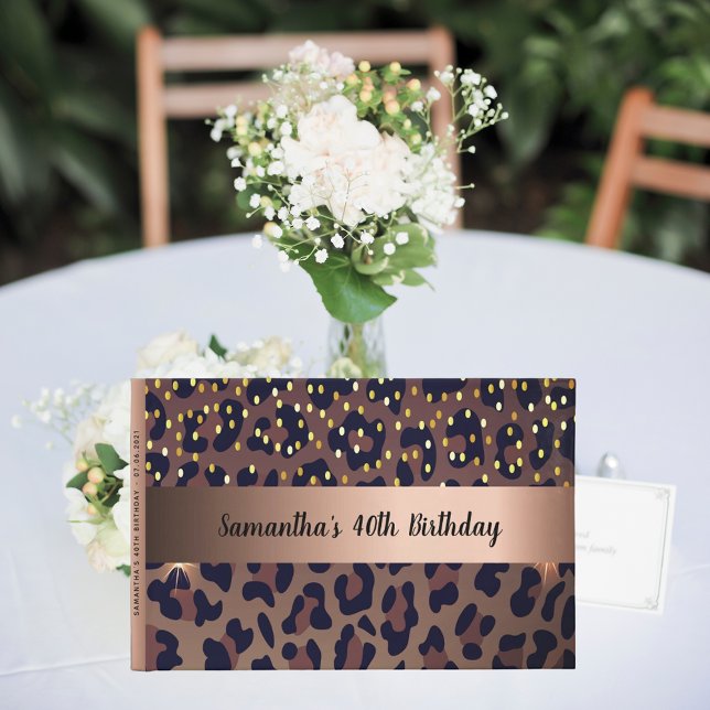 Birthday leopard animal rose gold name guest book (Creator Uploaded)