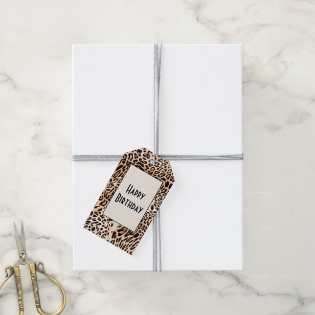 Birthday Leopard Fur Print  Gift Tags (With Twine)