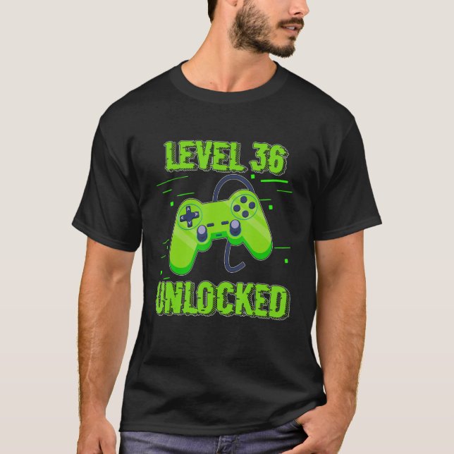 Birthday   Level 36 Unlocked Video Games Controlle T-Shirt (Front)