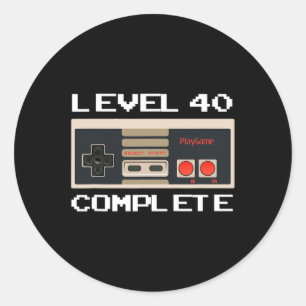 Birthday Level 40 Complete Video Gamer Classic Round Sticker