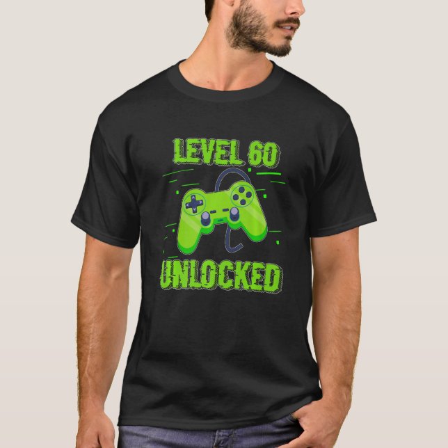 Birthday  Level 60 Unlocked Video Games Controller T-Shirt (Front)