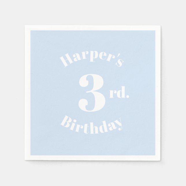 Birthday light blue Custom name and number Napkin (Front)