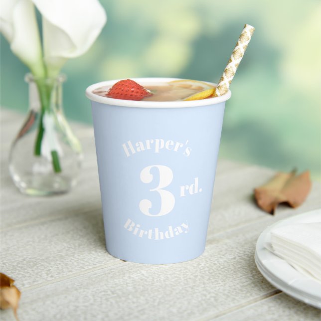 Birthday light blue Custom name and number Paper Cups (Insitu)