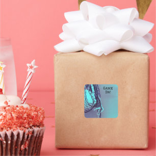 Birthday Light Blue Net & Volleyball Square Sticker