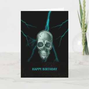Birthday Lightning Skull  Card