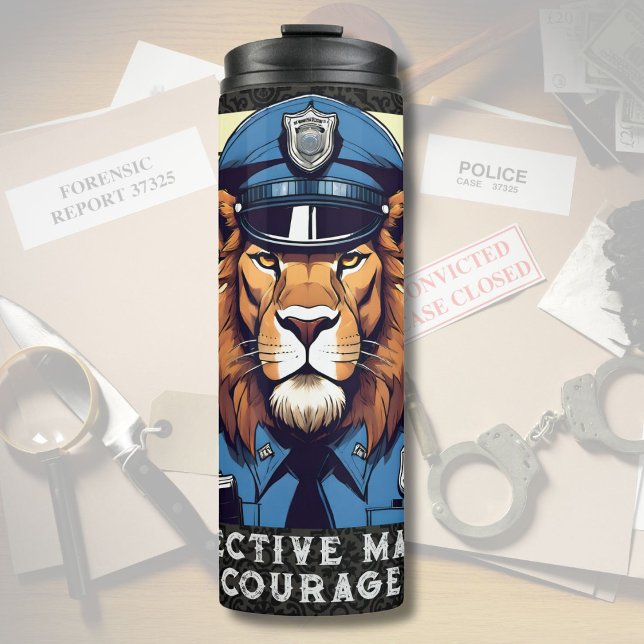 Birthday Lion Gift for Police Officers Dad Husband Thermal Tumbler (Birthday Lion Gift for Police Officers Dad Husband)