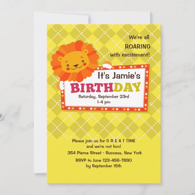 Birthday Lion Invitation (Front)