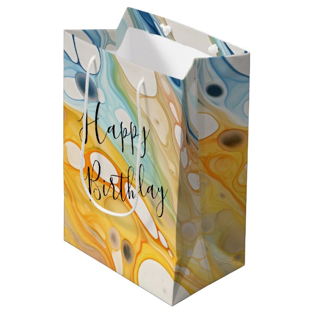 Birthday Liquid Bubbles Medium Gift Bag (Front Angled)
